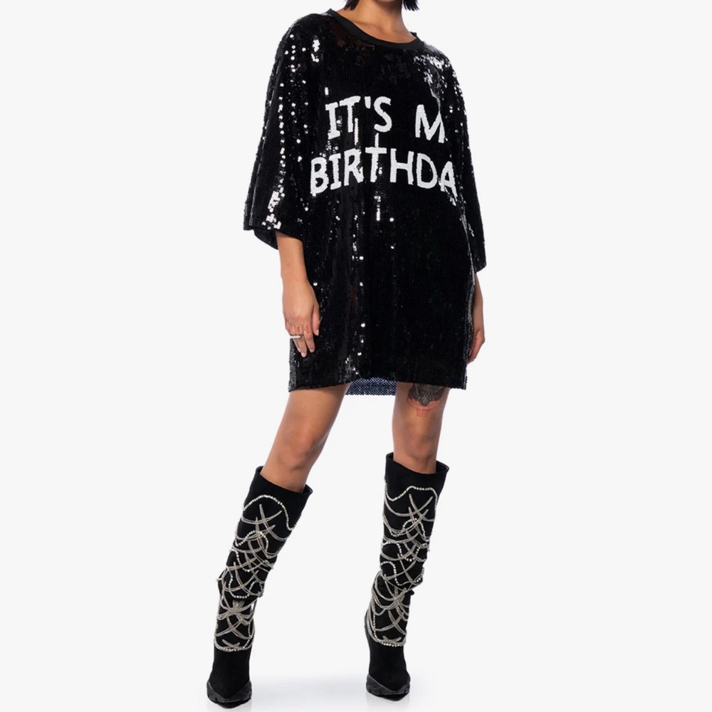 ITS MY BIRTHDAY SEQUIN TSHIRT DRESS